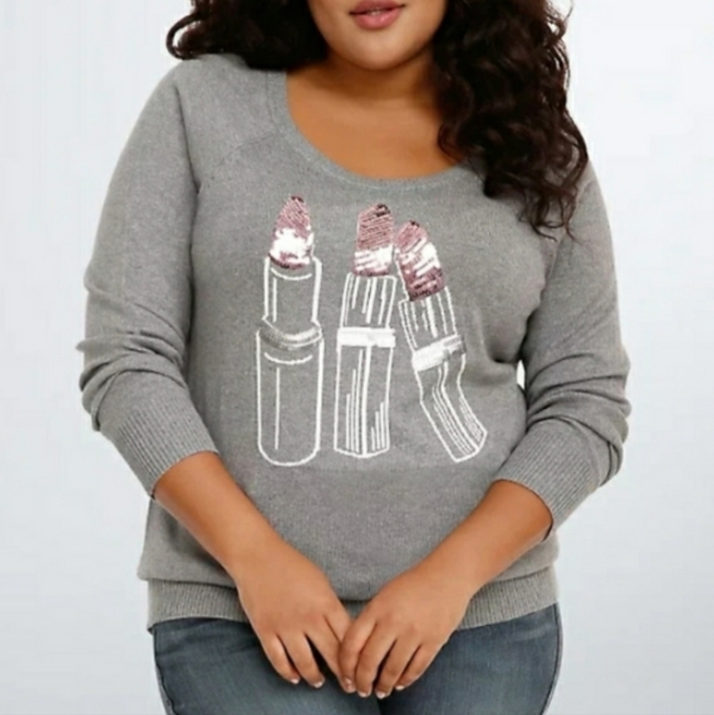 Torrid Sequin Lipstick Knit Pullover Sweater - image 2